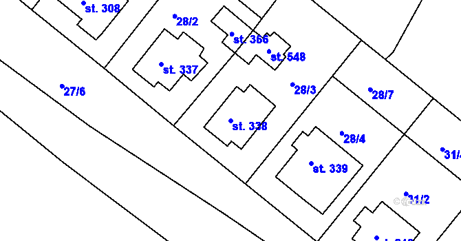 Parcela st. 338 v KÚ Lobkovice, Katastrální mapa