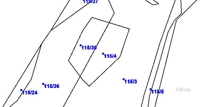 Parcela st. 115/4 v KÚ Lobkovice, Katastrální mapa