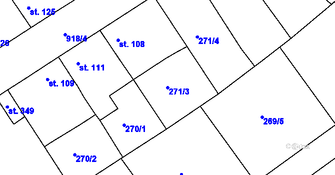 Parcela st. 271/3 v KÚ Lobkovice, Katastrální mapa