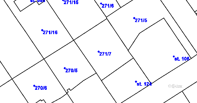 Parcela st. 271/7 v KÚ Lobkovice, Katastrální mapa