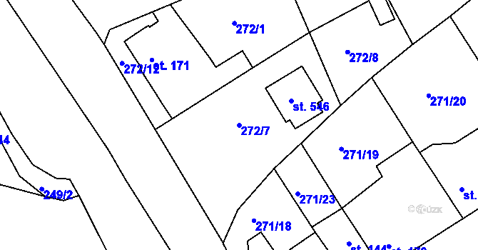 Parcela st. 272/7 v KÚ Lobkovice, Katastrální mapa