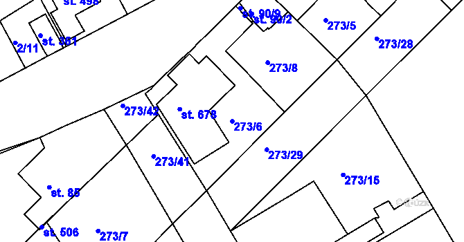 Parcela st. 273/6 v KÚ Lobkovice, Katastrální mapa