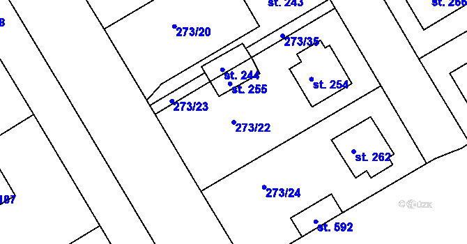 Parcela st. 273/22 v KÚ Lobkovice, Katastrální mapa