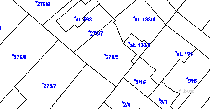 Parcela st. 278/5 v KÚ Lobkovice, Katastrální mapa