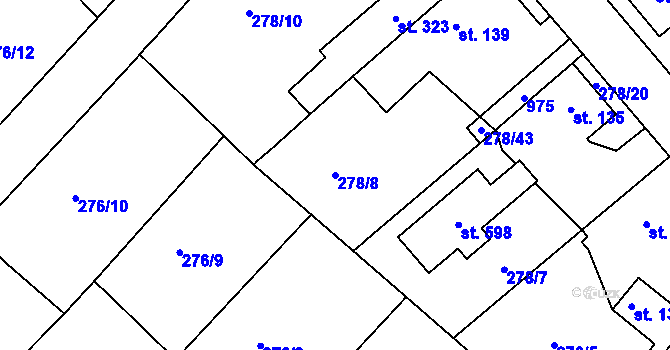 Parcela st. 278/8 v KÚ Lobkovice, Katastrální mapa