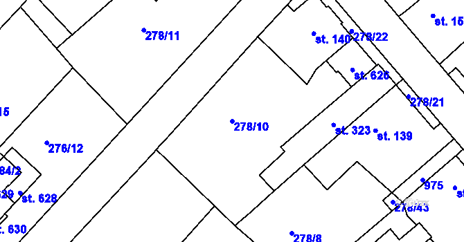 Parcela st. 278/10 v KÚ Lobkovice, Katastrální mapa