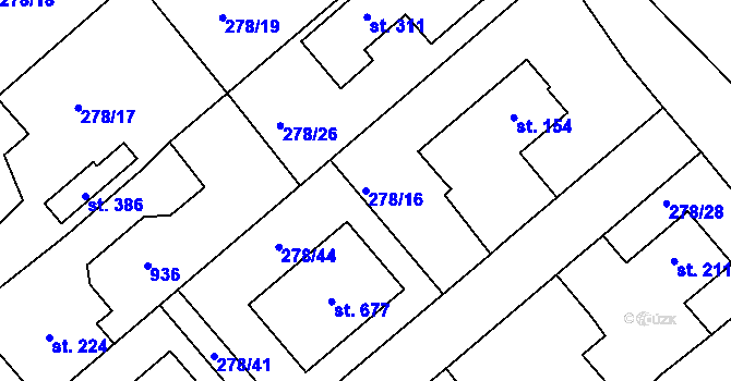 Parcela st. 278/16 v KÚ Lobkovice, Katastrální mapa