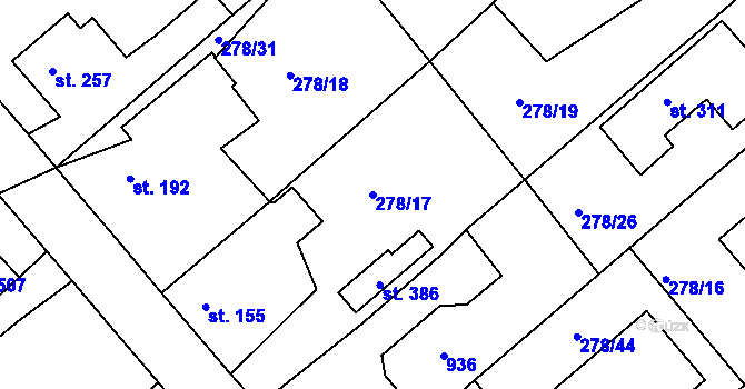 Parcela st. 278/17 v KÚ Lobkovice, Katastrální mapa