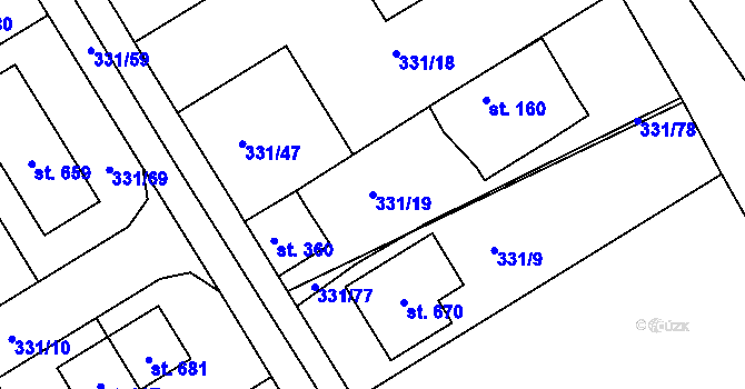Parcela st. 331/19 v KÚ Lobkovice, Katastrální mapa