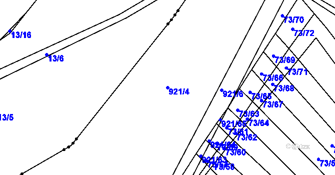 Parcela st. 921/4 v KÚ Lobkovice, Katastrální mapa