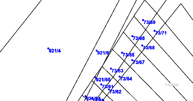 Parcela st. 921/6 v KÚ Lobkovice, Katastrální mapa