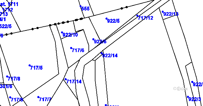 Parcela st. 922/14 v KÚ Lobkovice, Katastrální mapa