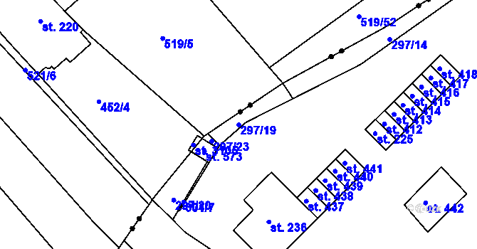 Parcela st. 297/19 v KÚ Lobkovice, Katastrální mapa