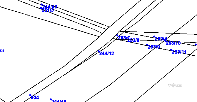 Parcela st. 244/12 v KÚ Lobkovice, Katastrální mapa