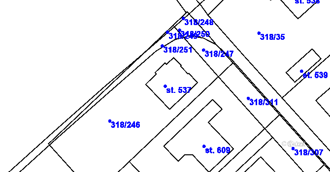 Parcela st. 537 v KÚ Lobkovice, Katastrální mapa