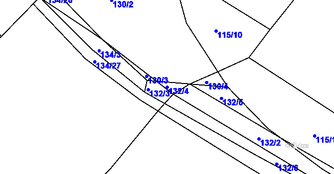 Parcela st. 132/4 v KÚ Lobkovice, Katastrální mapa