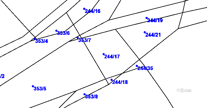 Parcela st. 244/17 v KÚ Lobkovice, Katastrální mapa