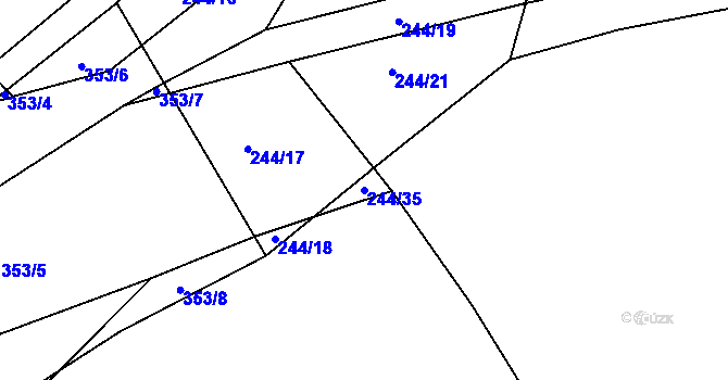 Parcela st. 244/35 v KÚ Lobkovice, Katastrální mapa