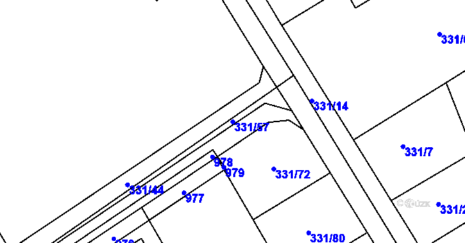 Parcela st. 331/57 v KÚ Lobkovice, Katastrální mapa