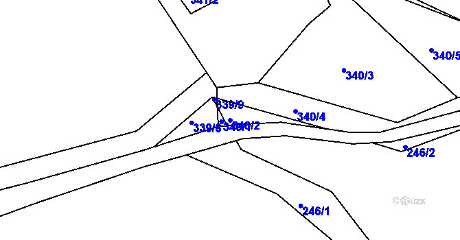 Parcela st. 340/2 v KÚ Lobkovice, Katastrální mapa