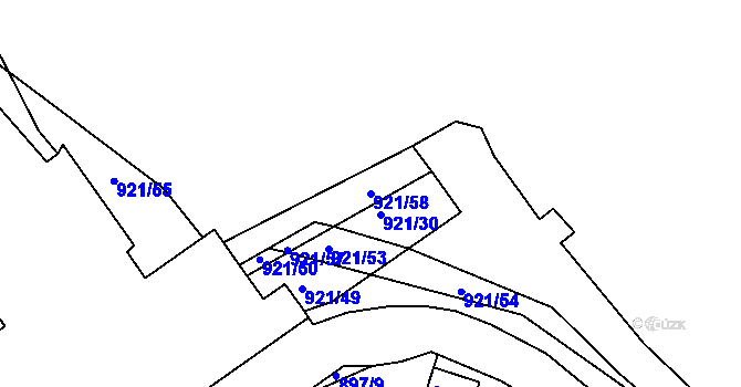 Parcela st. 921/58 v KÚ Lobkovice, Katastrální mapa