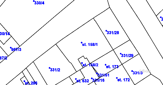 Parcela st. 158/1 v KÚ Lobkovice, Katastrální mapa