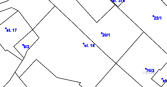 Parcela st. 18 v KÚ Mlékojedy u Neratovic, Katastrální mapa