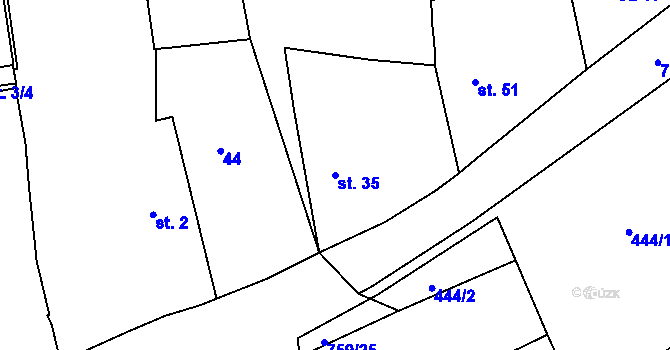 Parcela st. 35 v KÚ Mlékojedy u Neratovic, Katastrální mapa