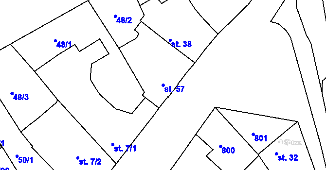 Parcela st. 57 v KÚ Mlékojedy u Neratovic, Katastrální mapa