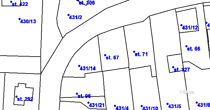 Parcela st. 67 v KÚ Mlékojedy u Neratovic, Katastrální mapa
