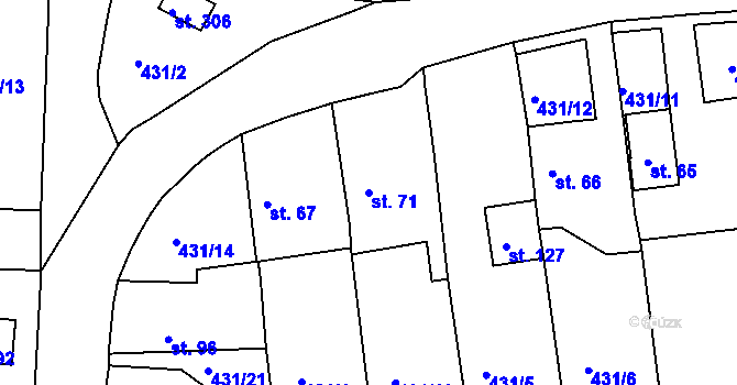 Parcela st. 71 v KÚ Mlékojedy u Neratovic, Katastrální mapa