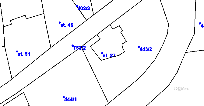 Parcela st. 87 v KÚ Mlékojedy u Neratovic, Katastrální mapa