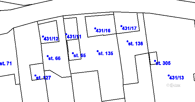 Parcela st. 135 v KÚ Mlékojedy u Neratovic, Katastrální mapa