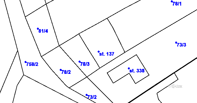 Parcela st. 137 v KÚ Mlékojedy u Neratovic, Katastrální mapa