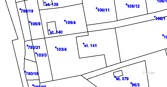 Parcela st. 141 v KÚ Mlékojedy u Neratovic, Katastrální mapa