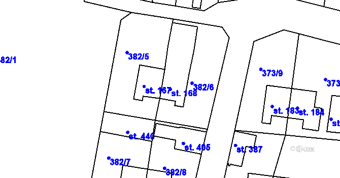 Parcela st. 168 v KÚ Mlékojedy u Neratovic, Katastrální mapa