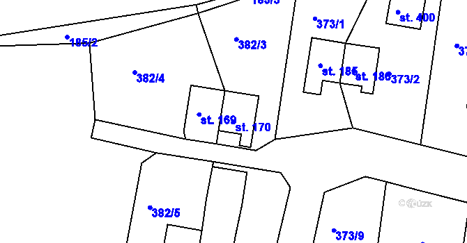 Parcela st. 170 v KÚ Mlékojedy u Neratovic, Katastrální mapa