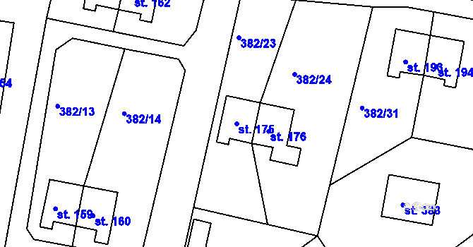 Parcela st. 175 v KÚ Mlékojedy u Neratovic, Katastrální mapa