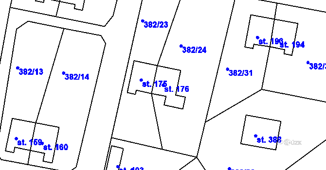 Parcela st. 176 v KÚ Mlékojedy u Neratovic, Katastrální mapa