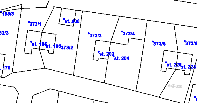 Parcela st. 203 v KÚ Mlékojedy u Neratovic, Katastrální mapa