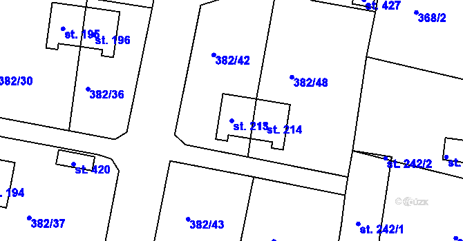 Parcela st. 213 v KÚ Mlékojedy u Neratovic, Katastrální mapa