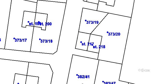 Parcela st. 217 v KÚ Mlékojedy u Neratovic, Katastrální mapa