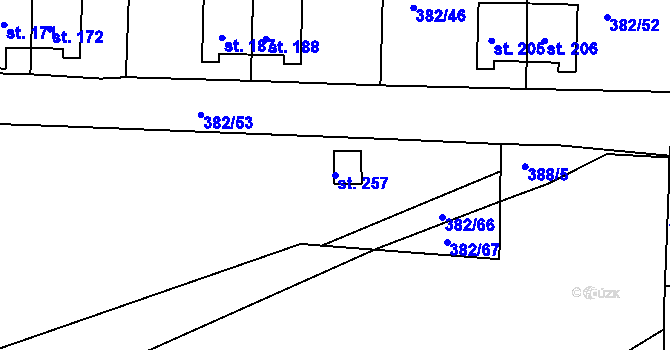 Parcela st. 257 v KÚ Mlékojedy u Neratovic, Katastrální mapa