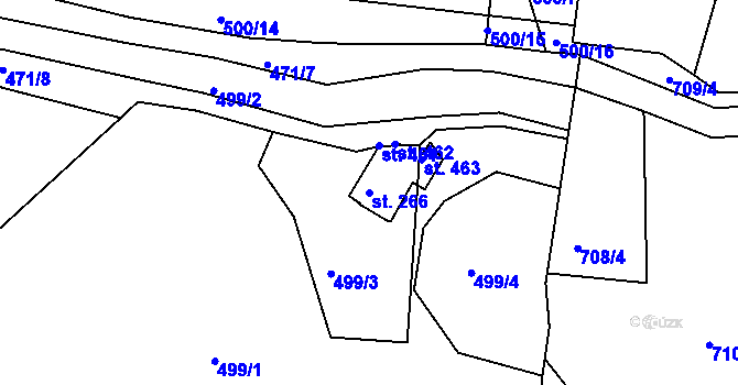 Parcela st. 266 v KÚ Mlékojedy u Neratovic, Katastrální mapa