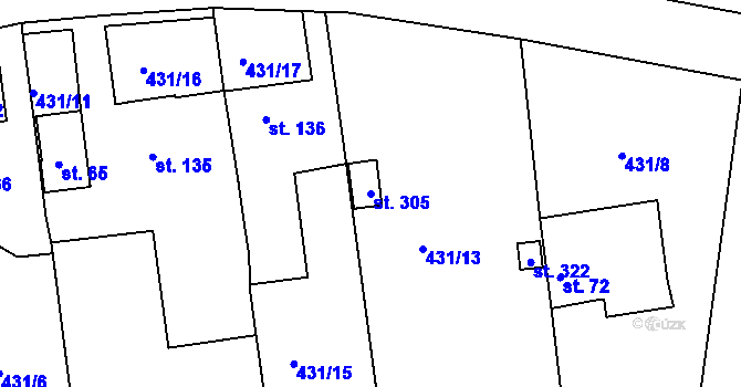 Parcela st. 305 v KÚ Mlékojedy u Neratovic, Katastrální mapa