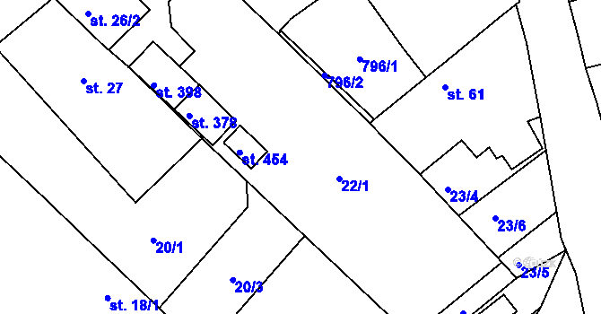 Parcela st. 22 v KÚ Mlékojedy u Neratovic, Katastrální mapa