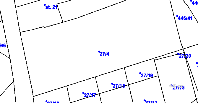 Parcela st. 27/4 v KÚ Mlékojedy u Neratovic, Katastrální mapa