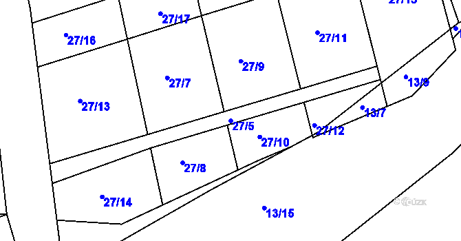 Parcela st. 27/5 v KÚ Mlékojedy u Neratovic, Katastrální mapa