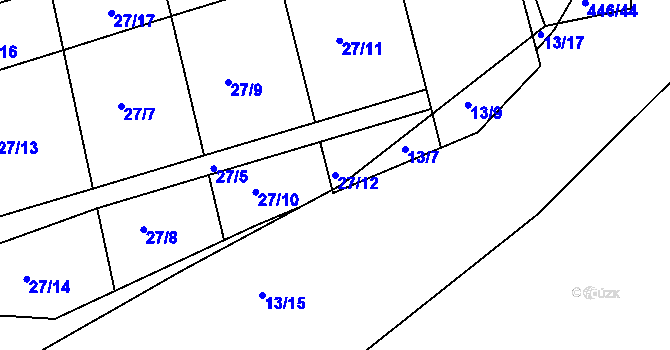 Parcela st. 27/12 v KÚ Mlékojedy u Neratovic, Katastrální mapa