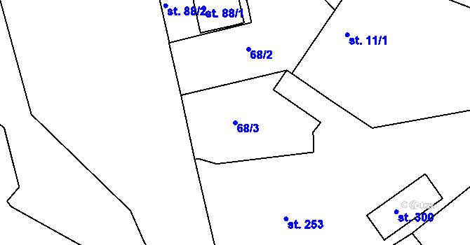 Parcela st. 68/3 v KÚ Mlékojedy u Neratovic, Katastrální mapa